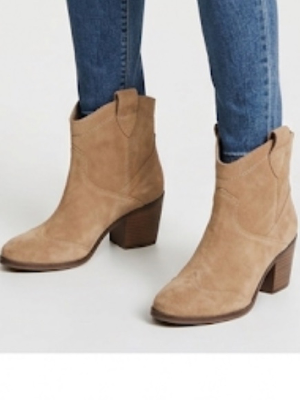 Calvin Klein Irene Ankle Suede Booties Heels Pull On Tan